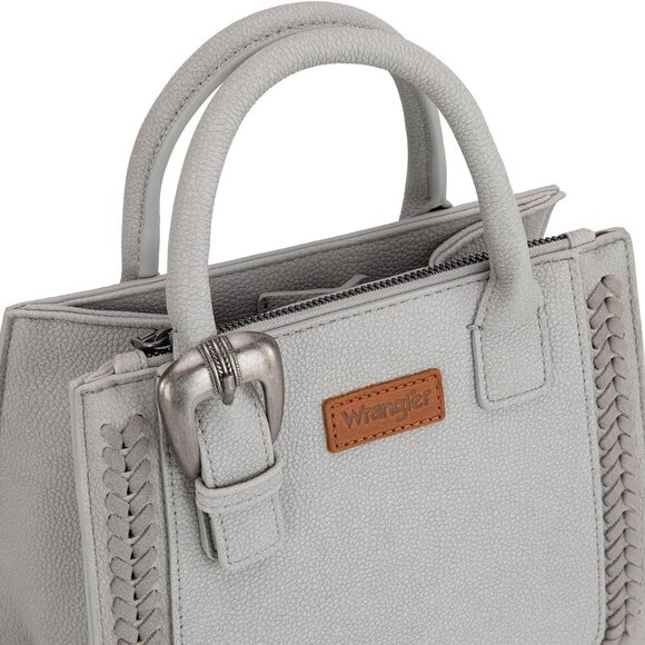 Stylish Wrangler Vegan Leather Tote Bag in Retro Gray – Organize in Elegance - Picture 3 of 6